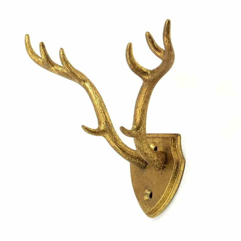 Cast Iron Gold Leaf Antler Wall Hook