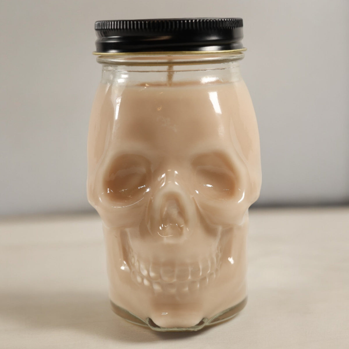 Mahogany Teakwood Skull Candle