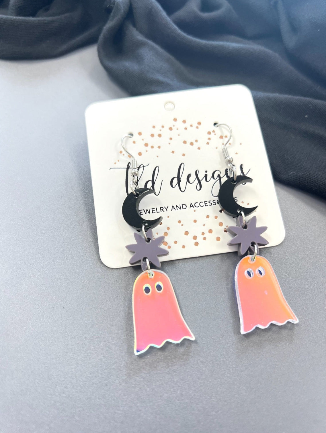 Moon & Ghost Halloween Dangle Earrings