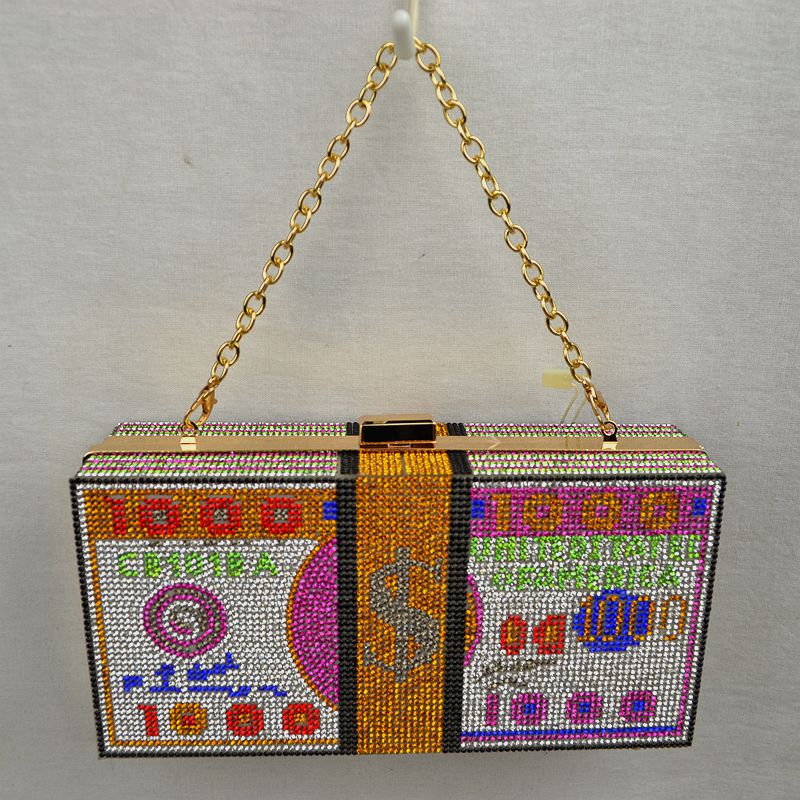 Madeline Love Rhinestone Money Clutch with Removable Chain