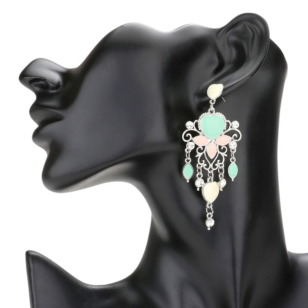 Heart Chandelier Earrings – Pastel Statement Earrings