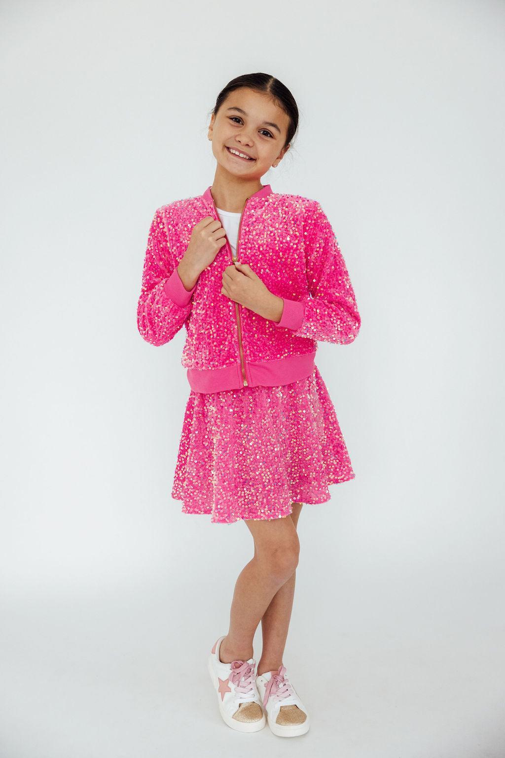 Mila & Rose® — Pink Velvet Sequin Jacket