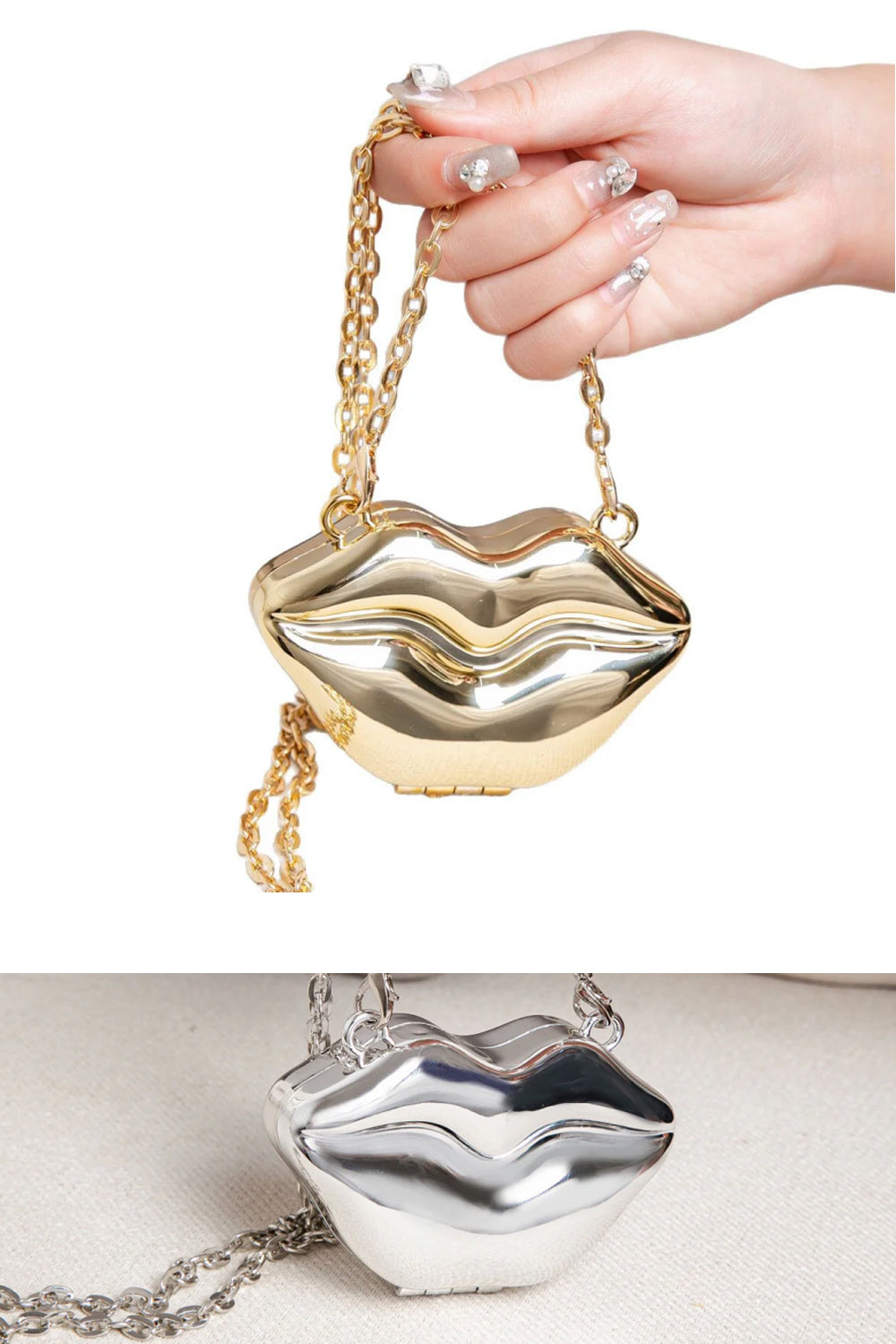 Glamour Kiss Gold Lip Clutch