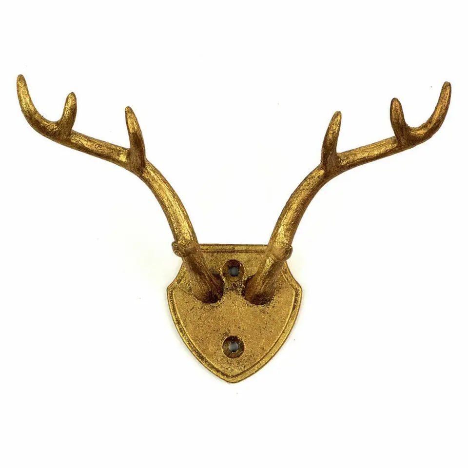 Cast Iron Gold Leaf Antler Wall Hook