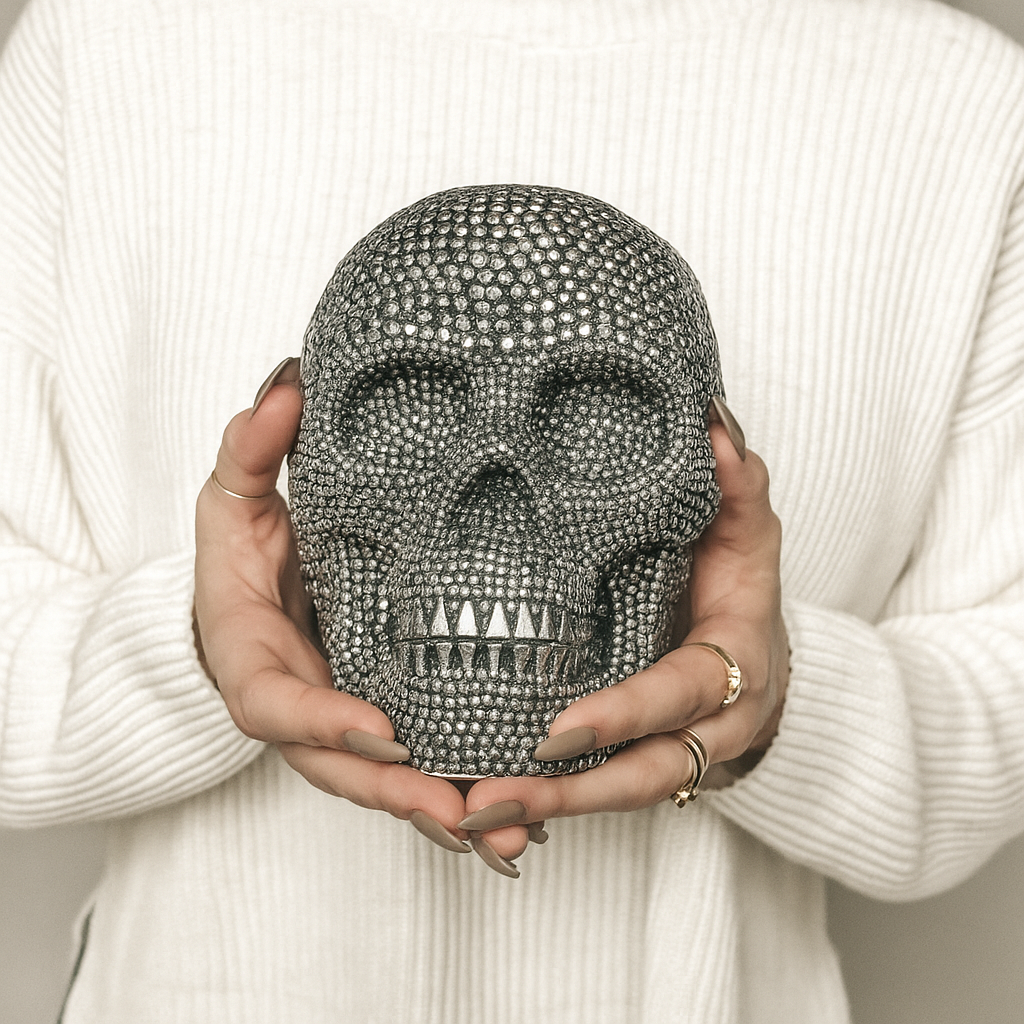 Jeweled Skull Figurine – Gold or Silver
