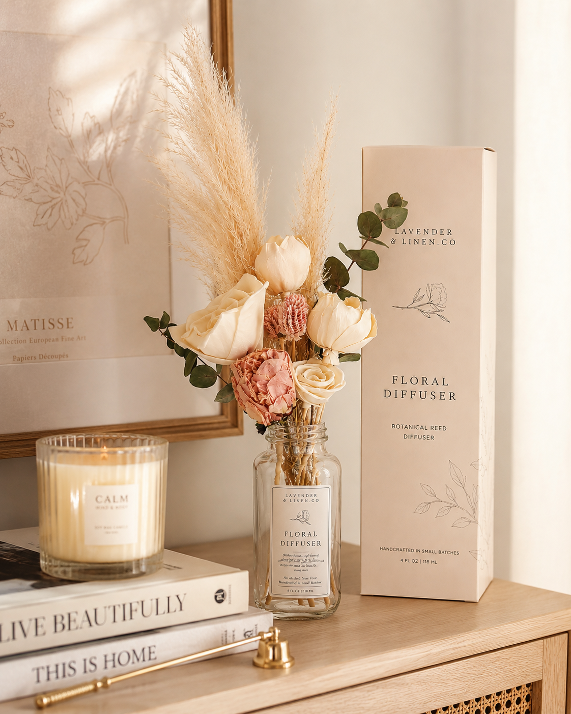 Botanical Floral Diffuser Bouquet | Blush Peonies