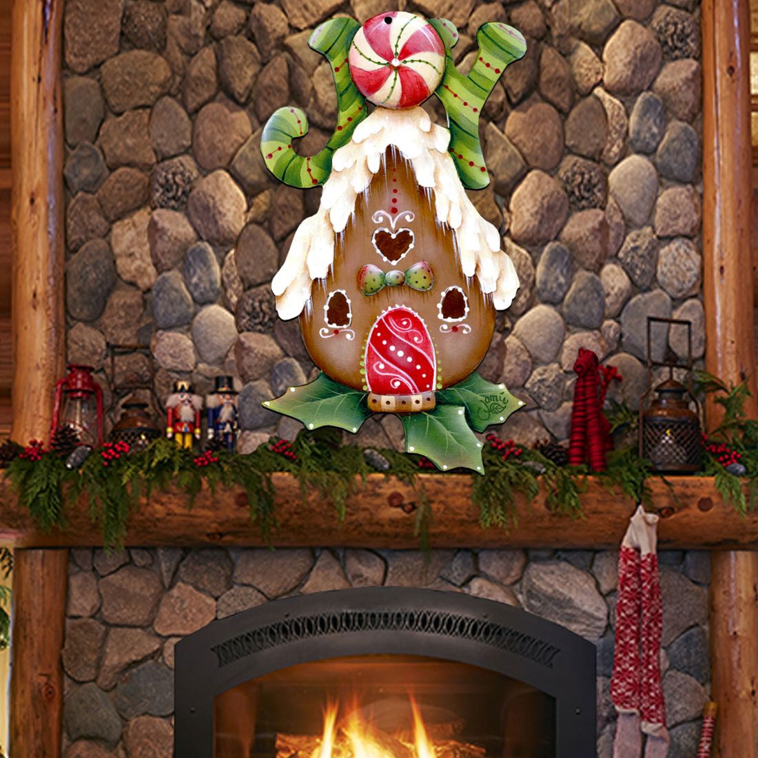 Joy Gingerbread House Door Hanger