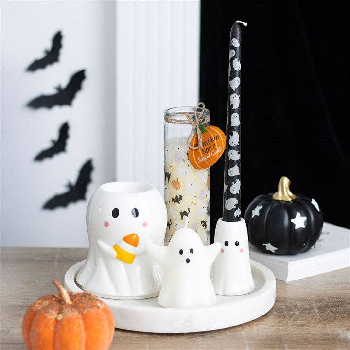 Candy Corn Ghost Ceramic Oil Burner & Wax Warmer
