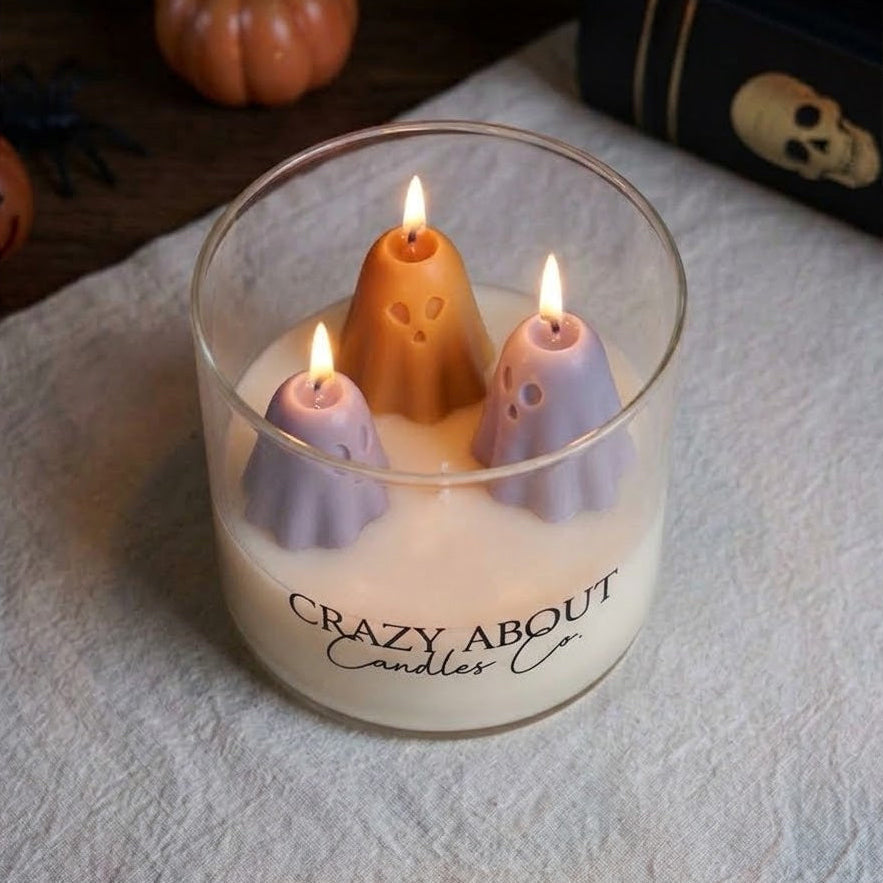 Ghost Trio Pastel Halloween Candle – Triple Wick