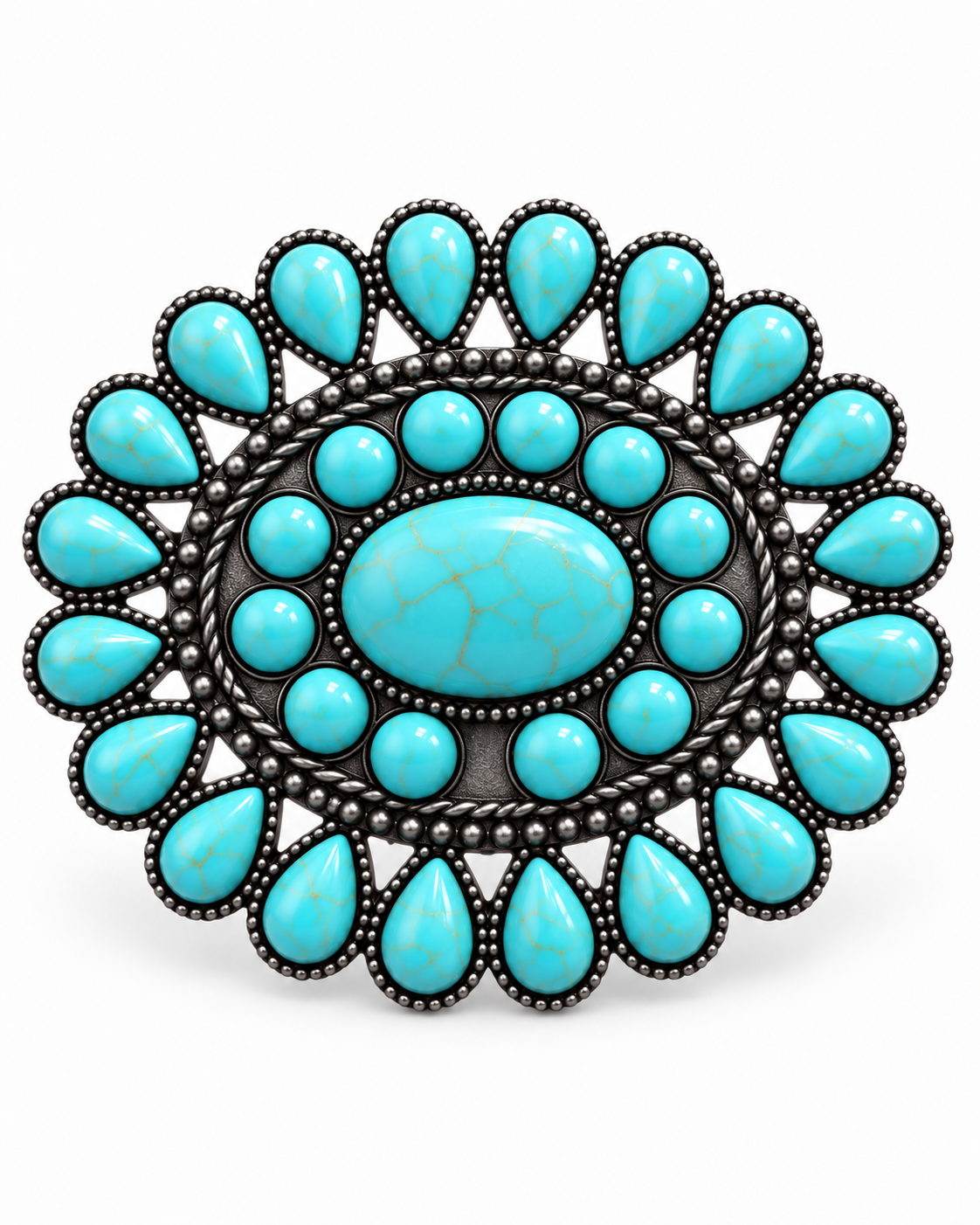 Desert Halo Turquoise-Tone Western Hair Barrette