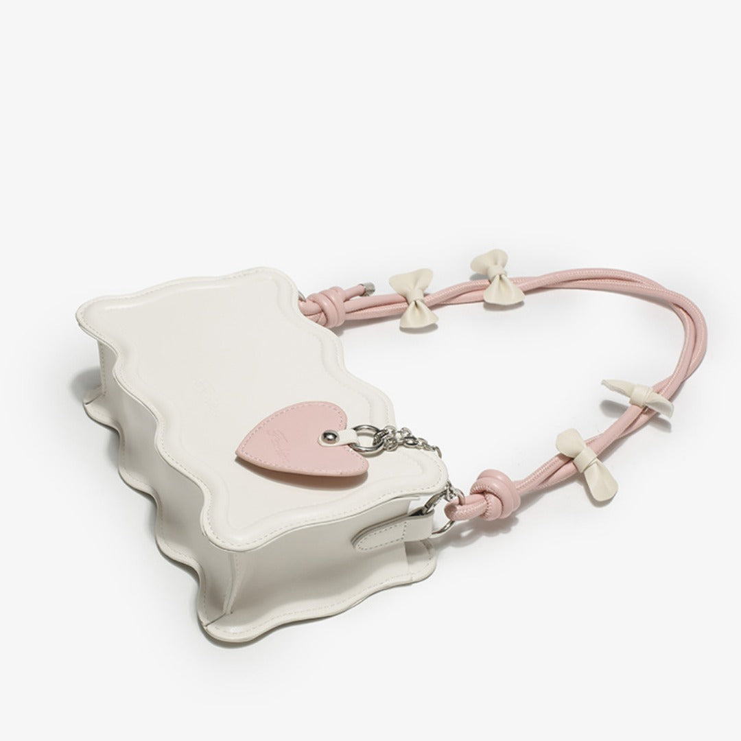 Bow Charm Scalloped Shoulder Bag – Women's Hobo Bag