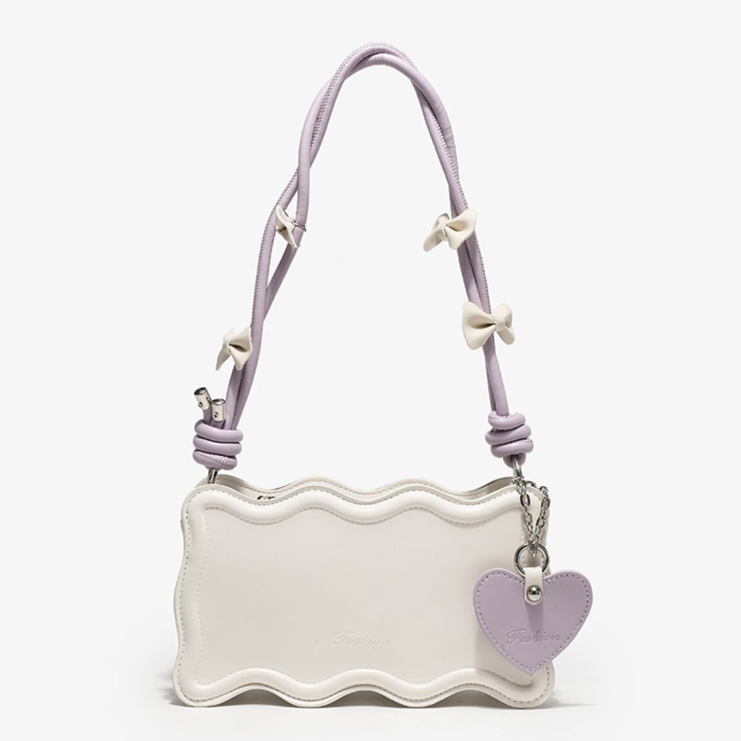 Bow Charm Scalloped Shoulder Bag – Women's Hobo Bag