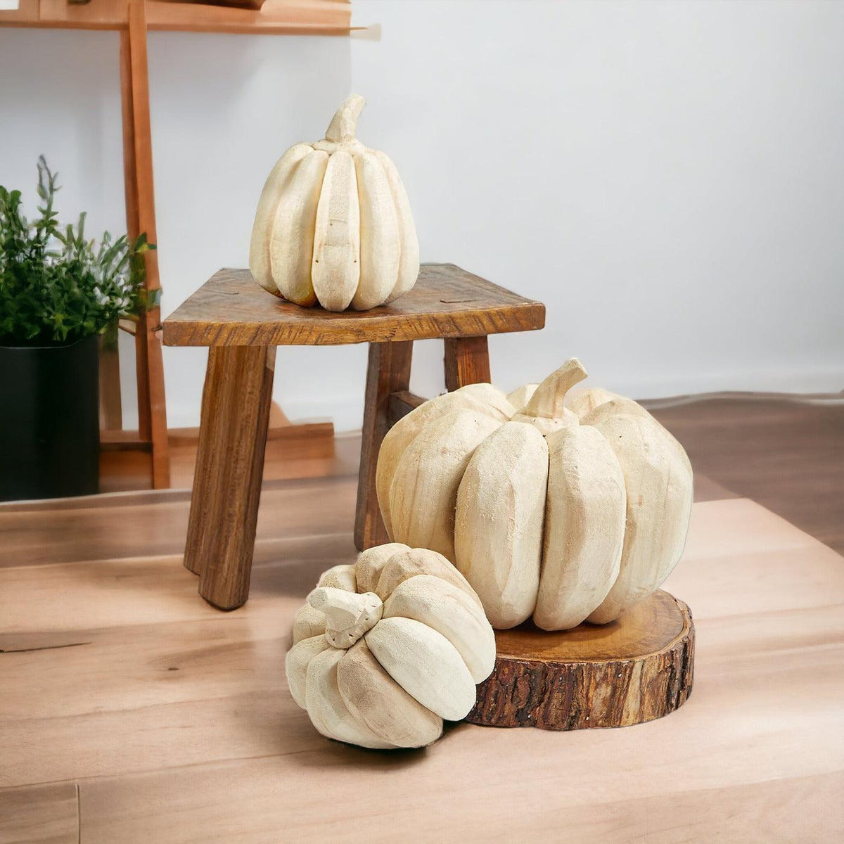 Farmhouse Wooden Pumpkin Trio
