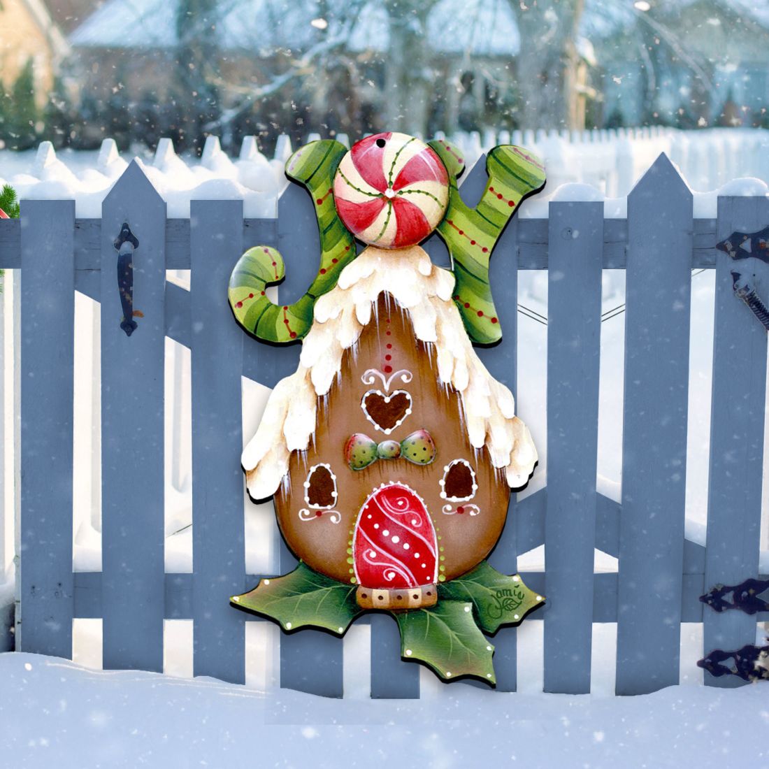 Joy Gingerbread House Door Hanger