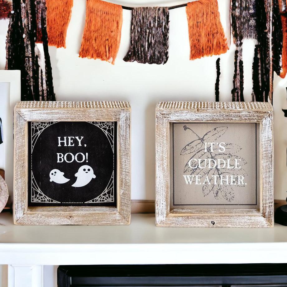 Hey Boo + Cuddle Double-Sided Halloween Sign
