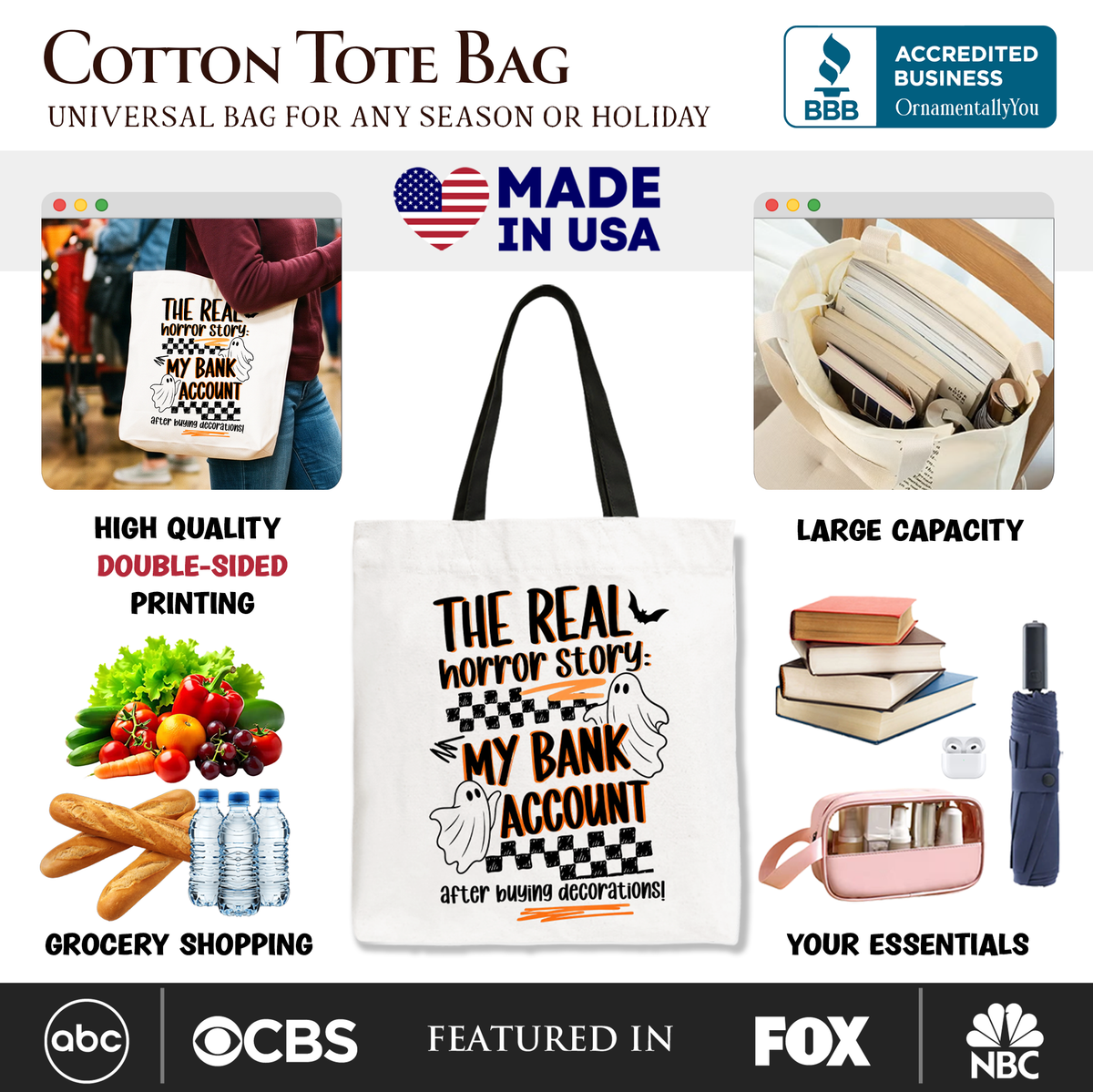 The Real Horror Story My Bank Account Halloween Tote Bag