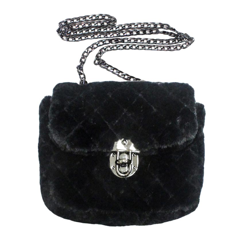 Madeline Love — Solid Faux Fur Crossbody Bag