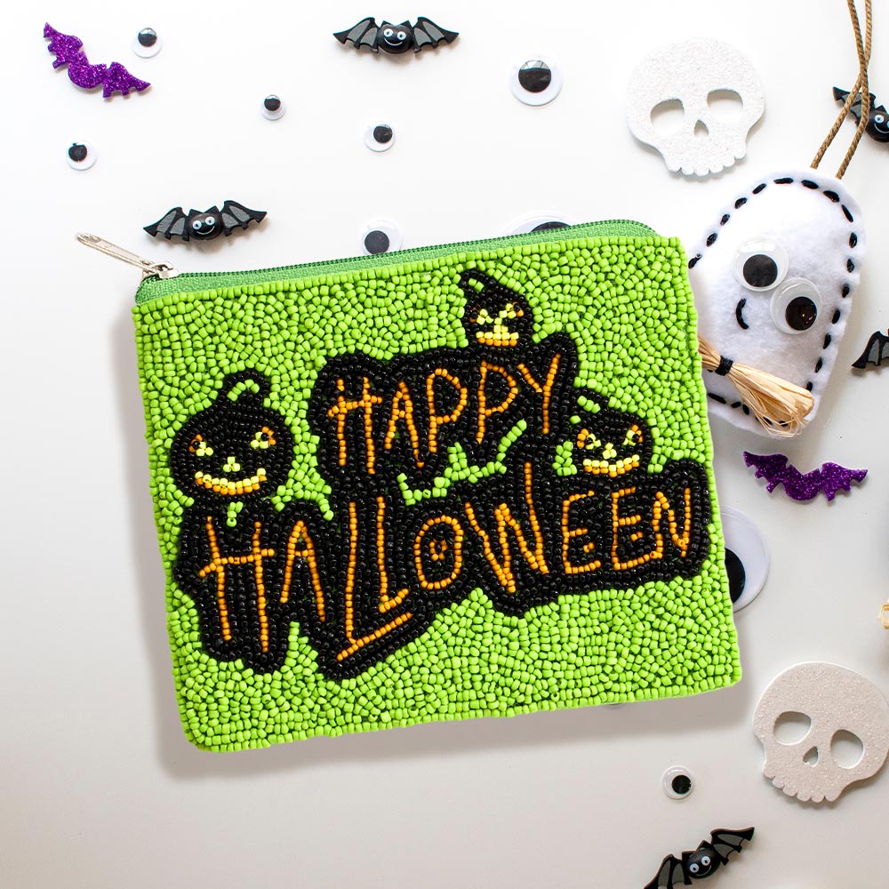 Happy Halloween Beaded Mini Pouch