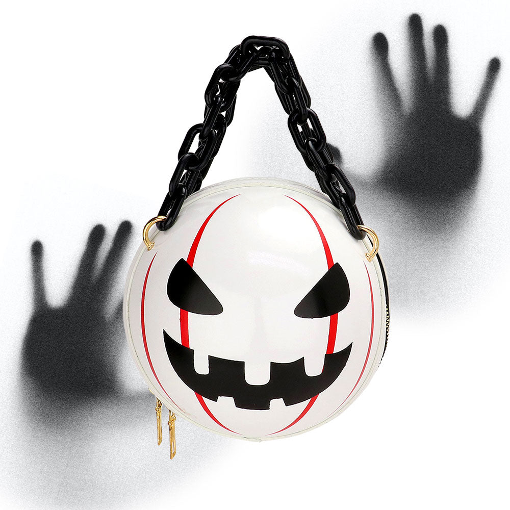 Halloween Pumpkin Face Round Crossbody Bag