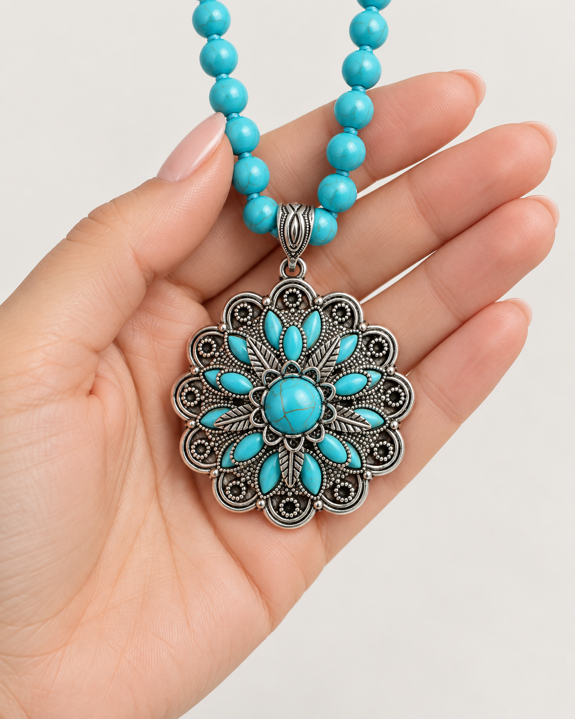 Desert Bloom Turquoise-Tone Western Statement Necklace