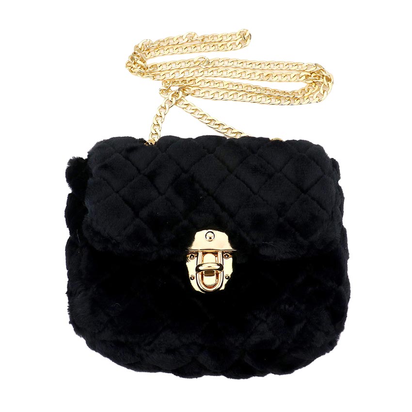 Madeline Love — Solid Faux Fur Crossbody Bag