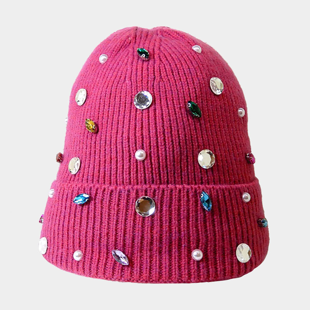 Madeline Love Pearl Embellished Fleece-Lined Beanie