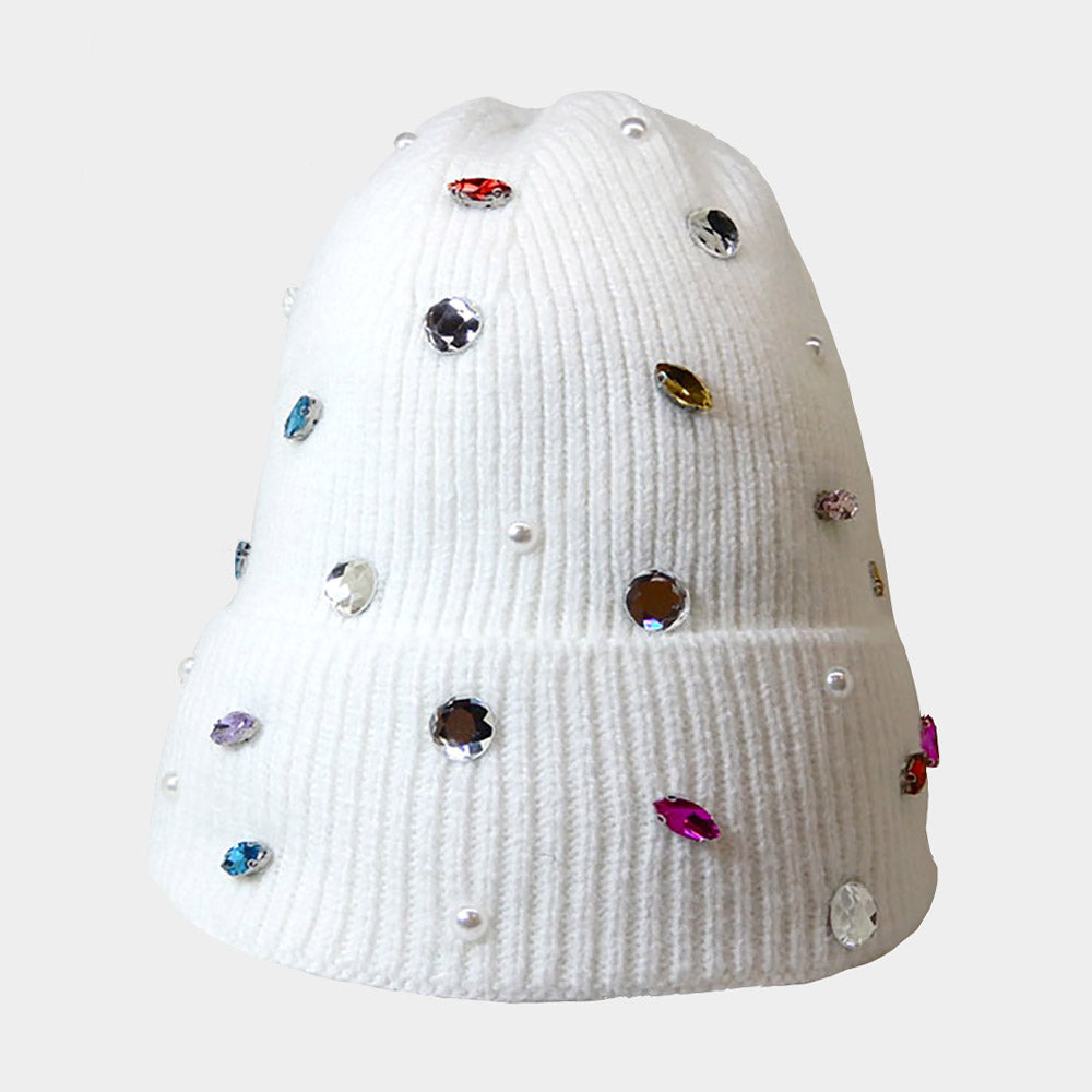 Madeline Love Pearl Embellished Fleece-Lined Beanie