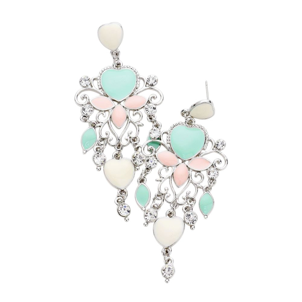 Heart Chandelier Earrings – Pastel Statement Earrings