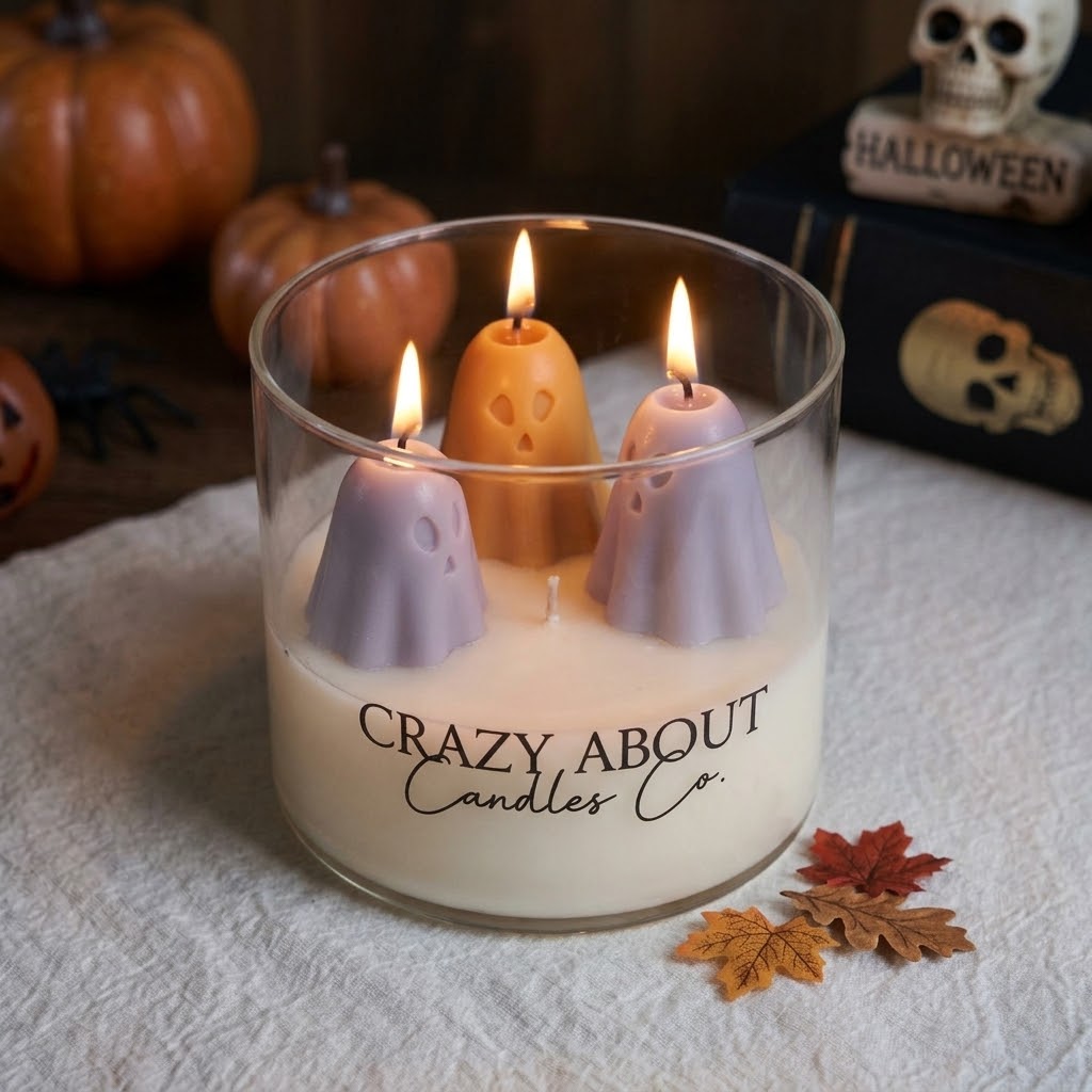 Ghost Trio Pastel Halloween Candle – Triple Wick