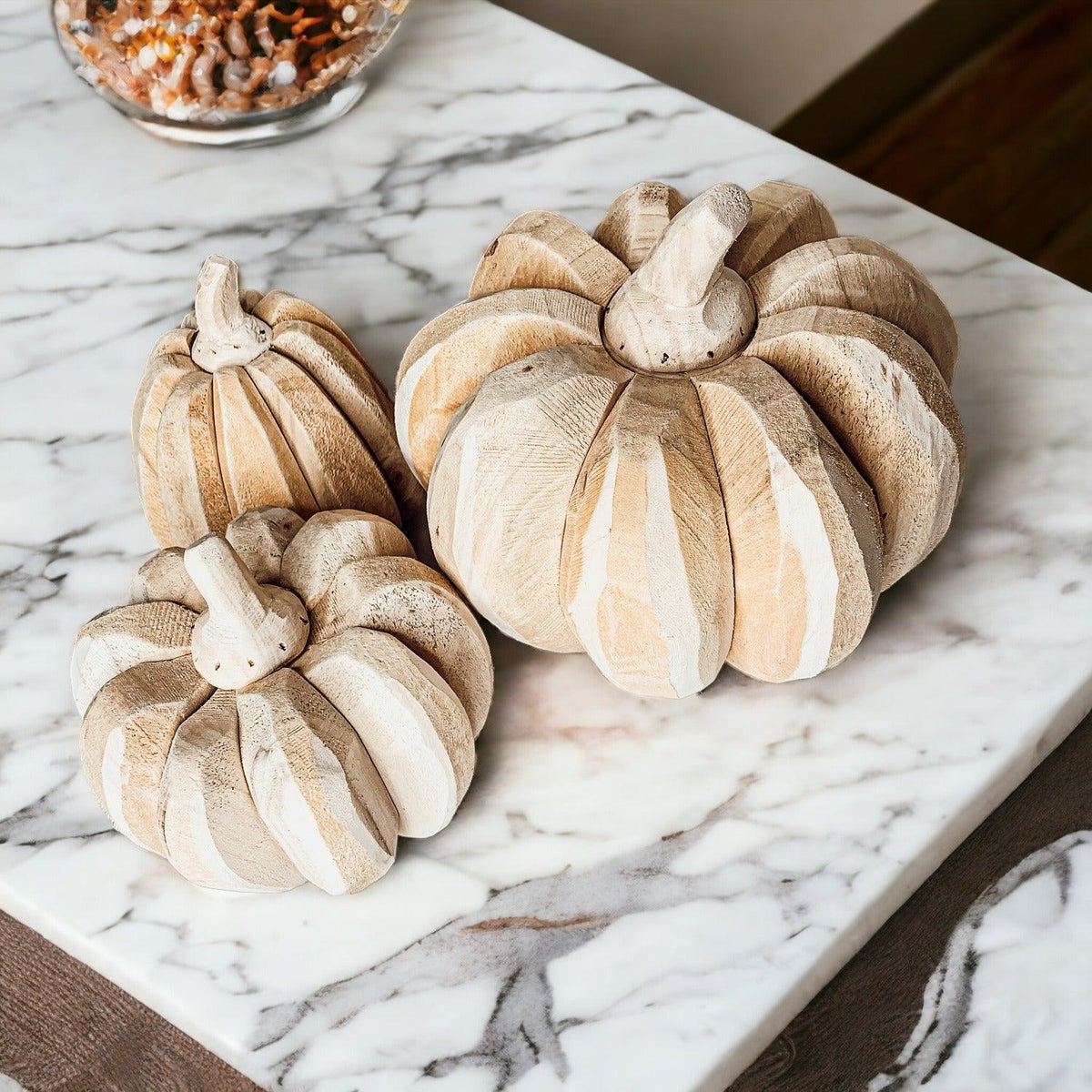 Farmhouse Wooden Pumpkin Trio