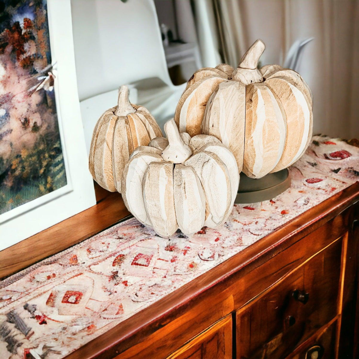 Farmhouse Wooden Pumpkin Trio