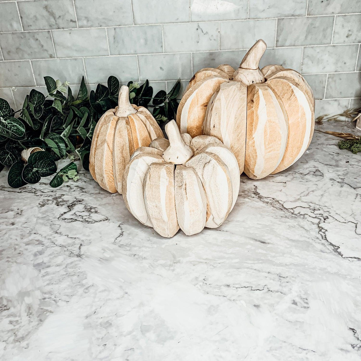 Farmhouse Wooden Pumpkin Trio