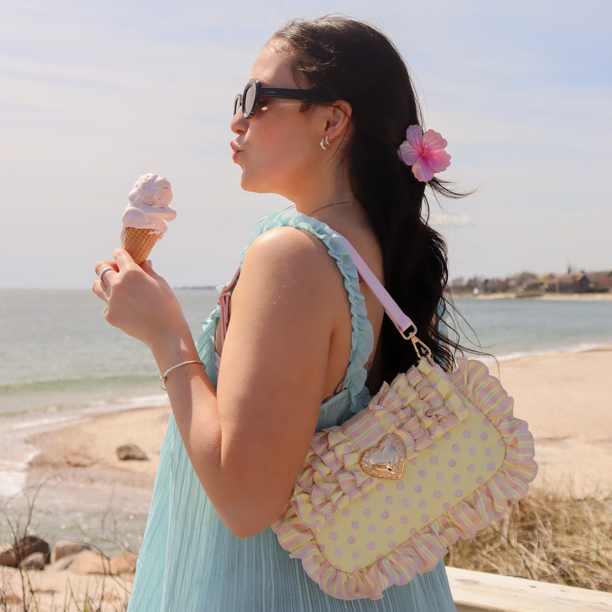 DiFerdinando — Seaside Sweetheart Polkadot Shoulder Bag