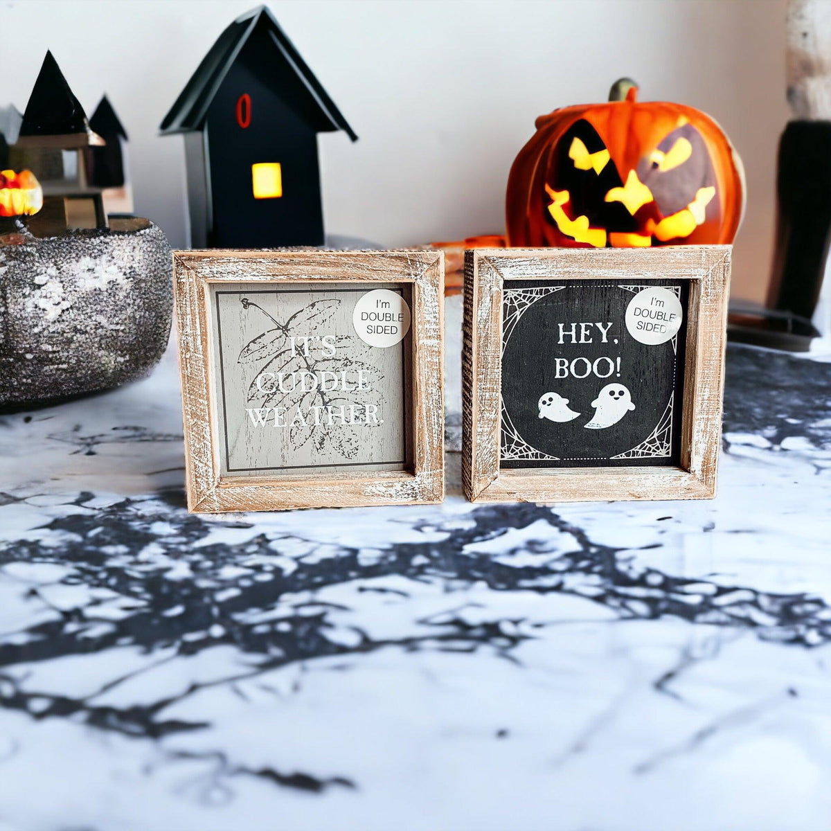 Hey Boo + Cuddle Double-Sided Halloween Sign