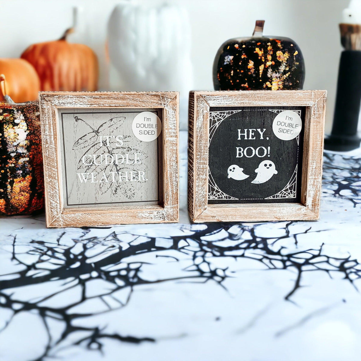 Hey Boo + Cuddle Double-Sided Halloween Sign