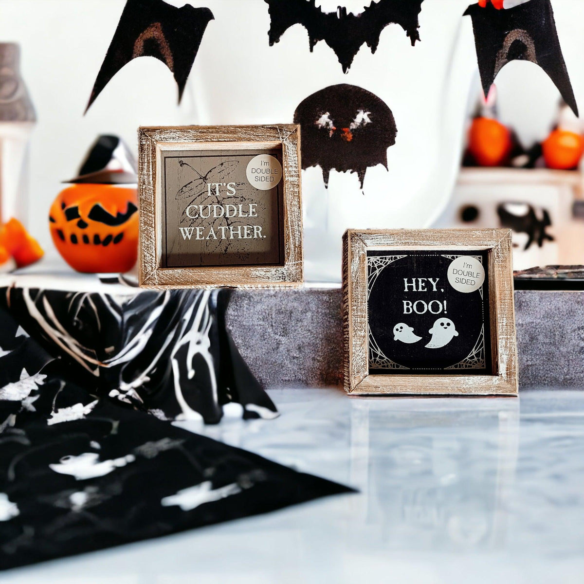 Hey Boo + Cuddle Double-Sided Halloween Sign