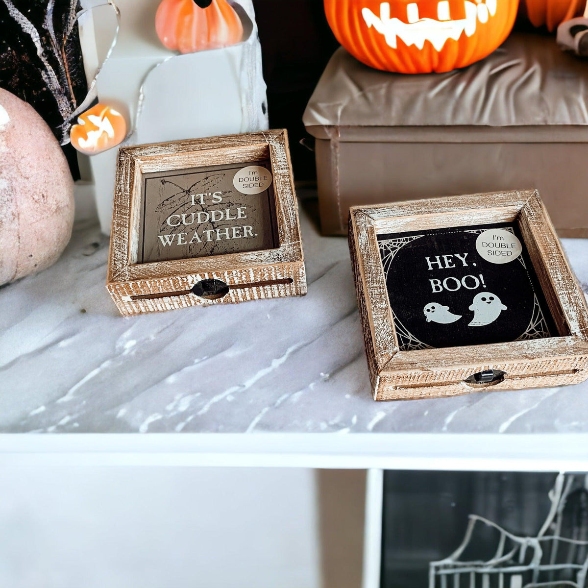 Hey Boo + Cuddle Double-Sided Halloween Sign