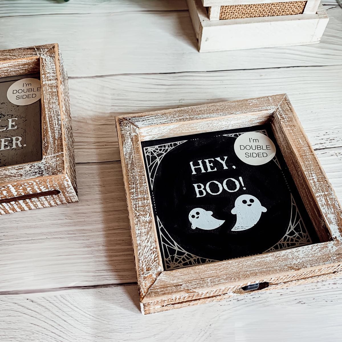 Hey Boo + Cuddle Double-Sided Halloween Sign