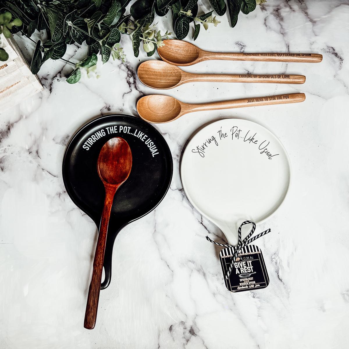 Gia Roma — Give It a Rest LG Spoon Rest & Wooden Spoon Set