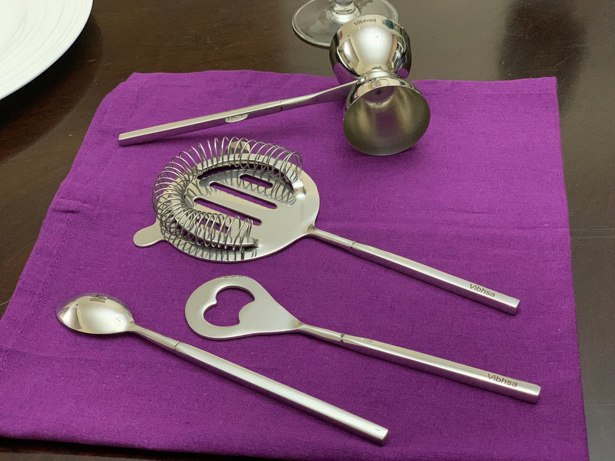 Vibhsa™ 4-Piece Bar Tools Kit | Silver