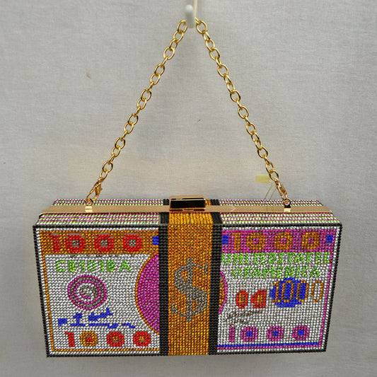 Madeline Love Rhinestone Money Clutch with Removable Chain