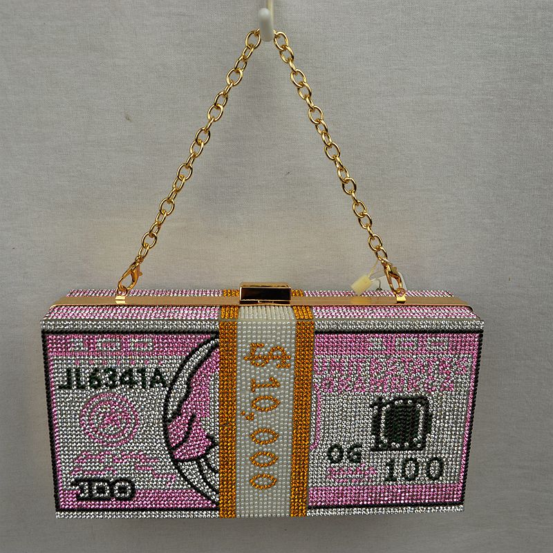 Madeline Love Rhinestone Money Clutch with Removable Chain