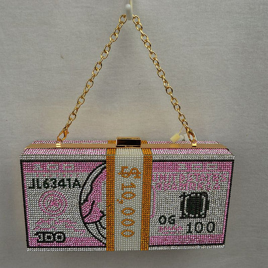 Madeline Love Rhinestone Money Clutch with Removable Chain