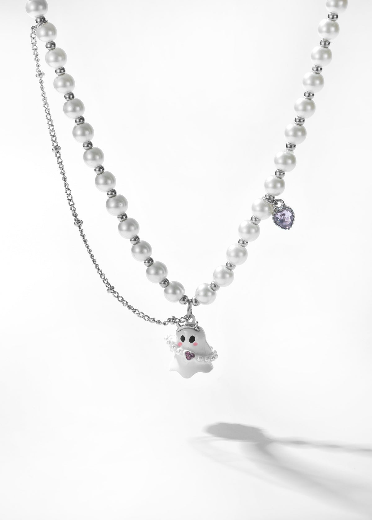 Sweet Ghost Pearl Beaded Necklace