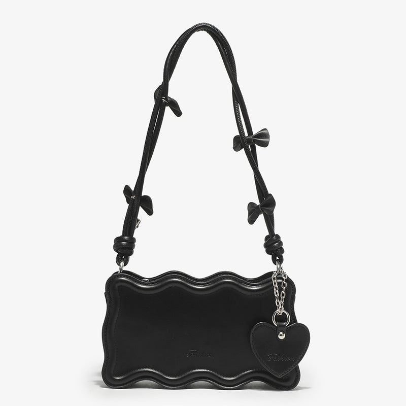 Bow Charm Scalloped Shoulder Bag – Women's Hobo Bag