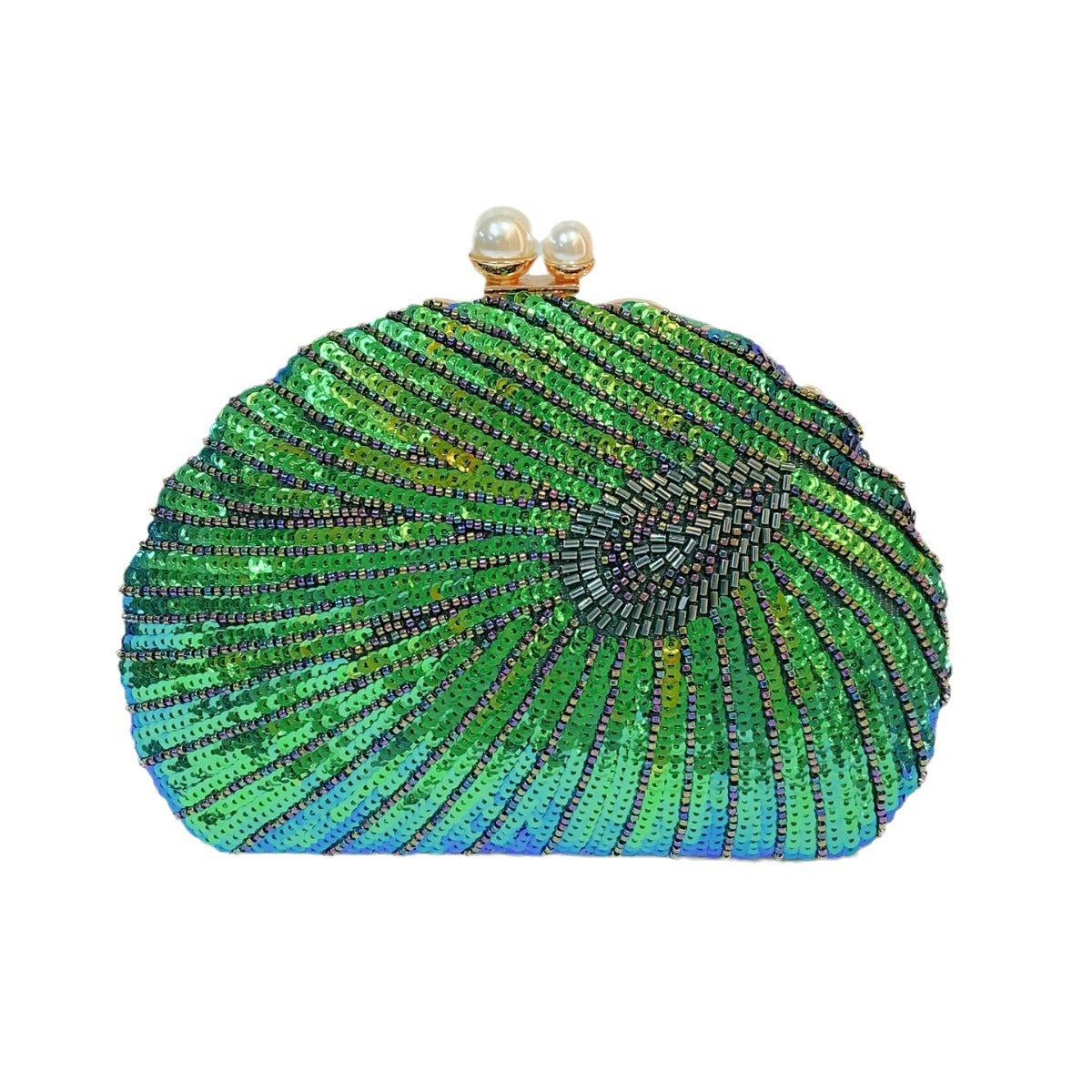 Mermaid Shell Beaded Clutch – Pearl Clasp