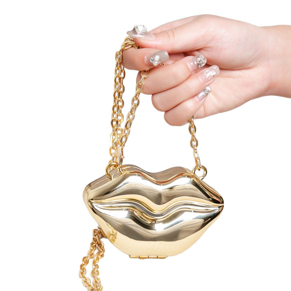 Glamour Kiss Gold Lip Clutch