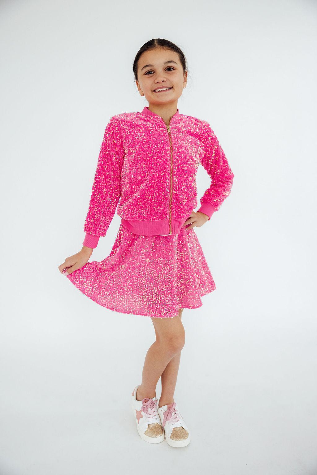 Mila & Rose® — Pink Velvet Sequin Jacket