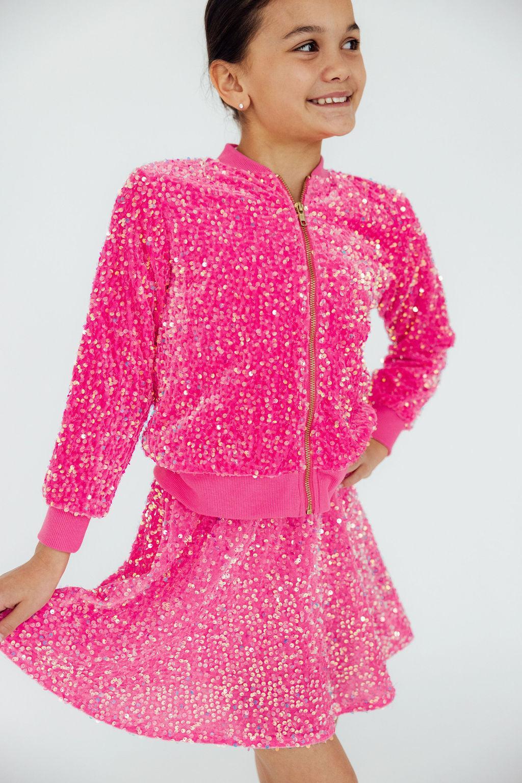 Mila & Rose® — Pink Velvet Sequin Jacket