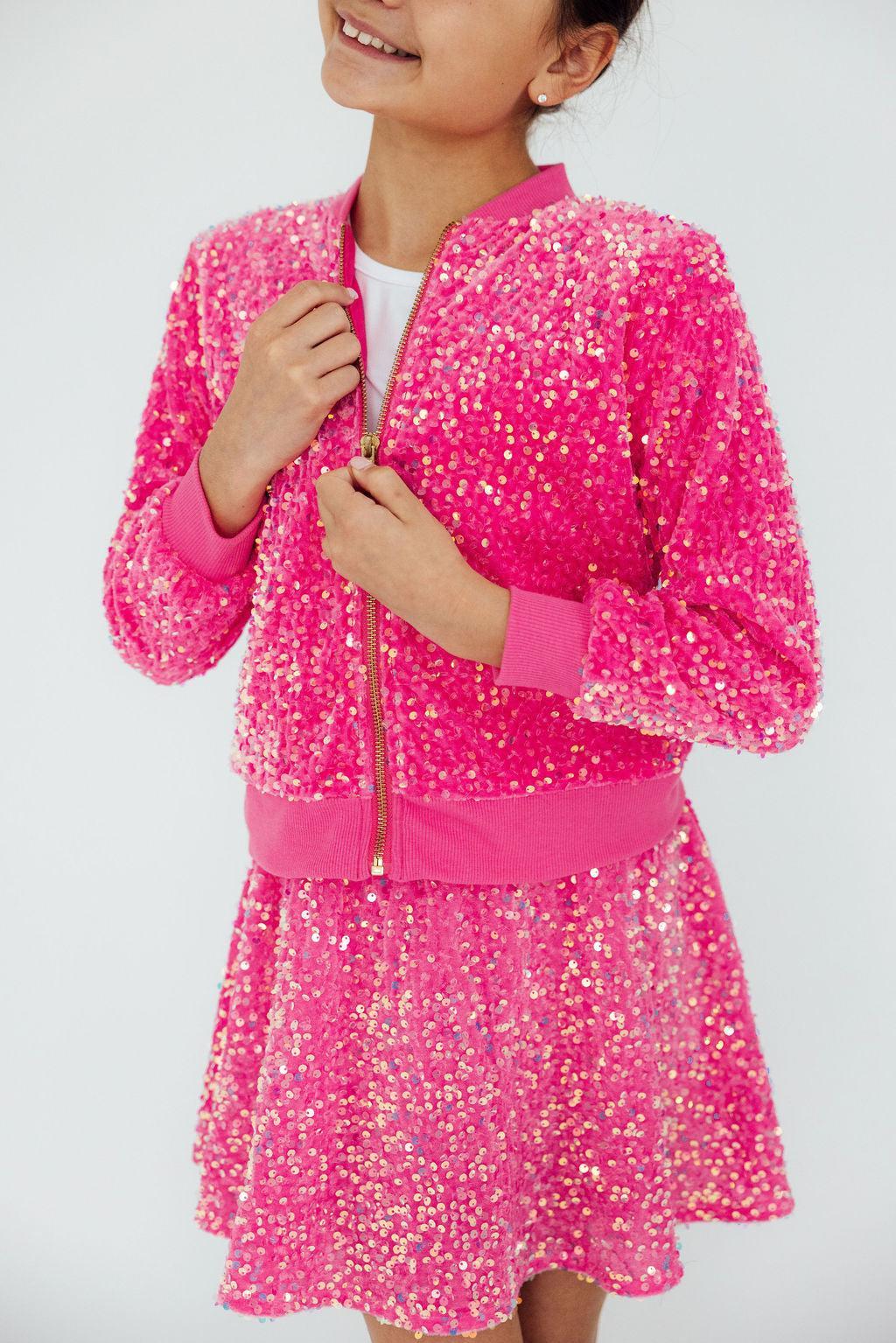Mila & Rose® — Pink Velvet Sequin Jacket